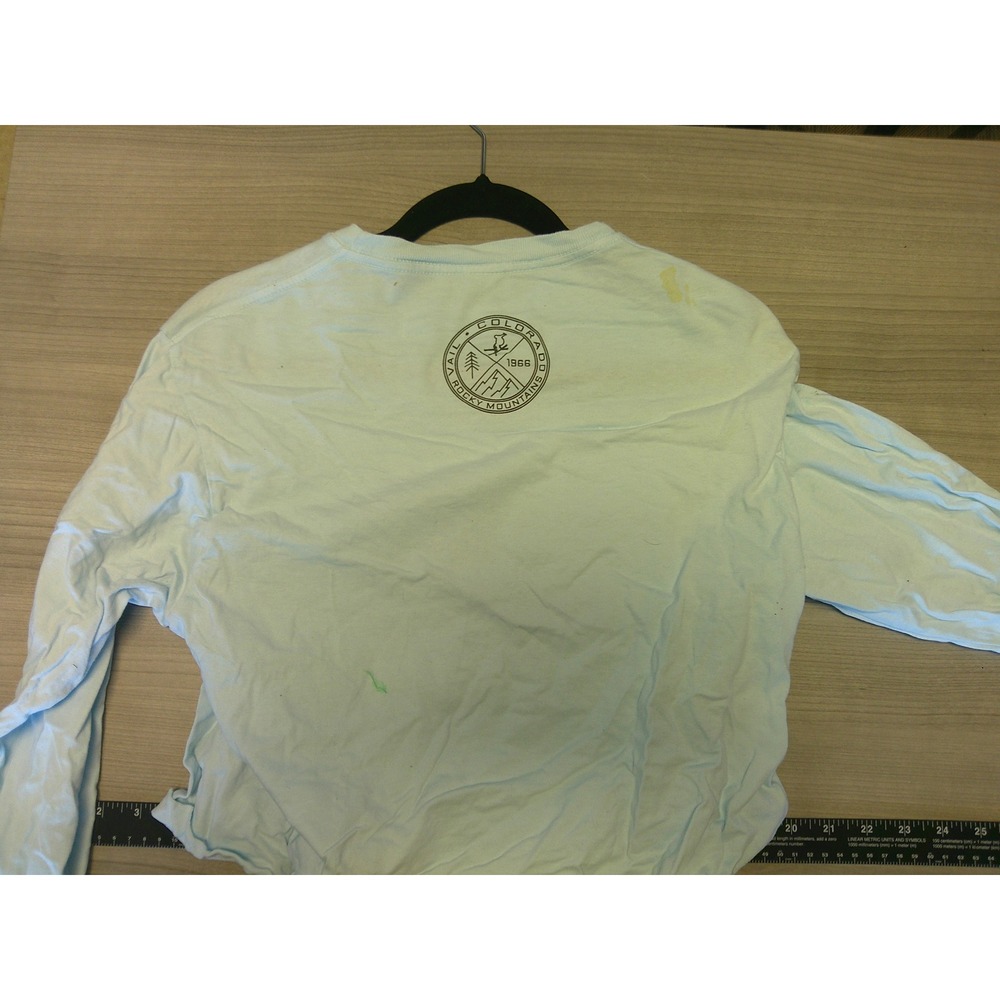Blue 84 Long Sleeve Tee Womens Small Blue Fair Vail Colorado Graphic Crop Top - Picture 4 of 7